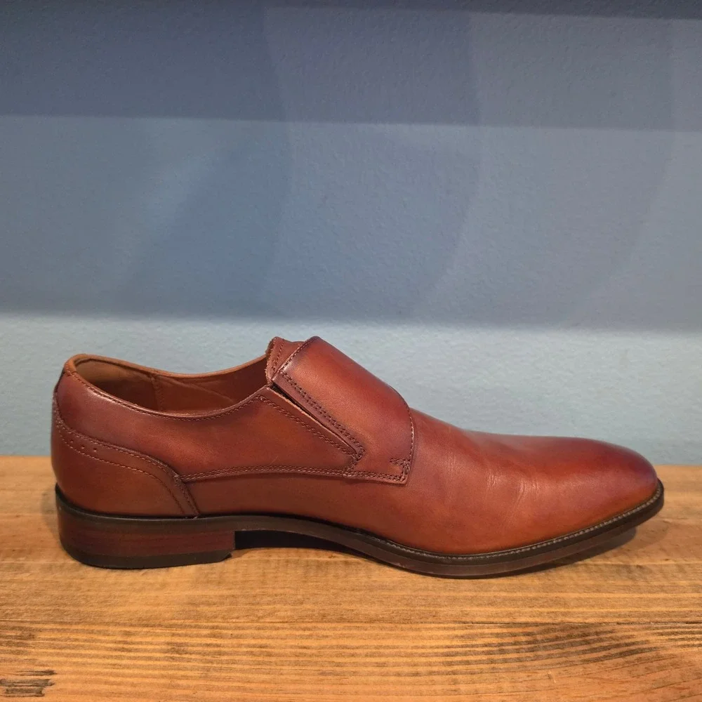 Florsheim Mens Monk Strap Dress Shoes Cognac Brown Leather 14293-221 Size 10